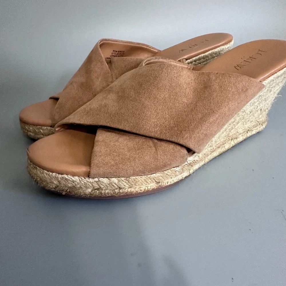 J.Crew Womens Tan Suede Crossover Espadrille Wedge Sandals BH272 Size 8